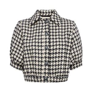 L'AGENCE Cove Crop Short Sleeve Houndstooth Jacket - Size 8